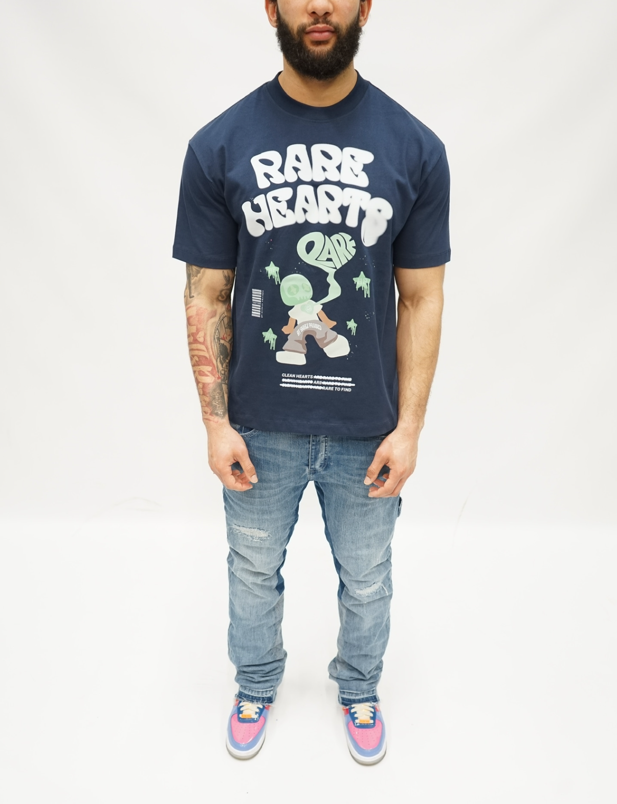 SALE - Rare Hearts Navy-Tee
