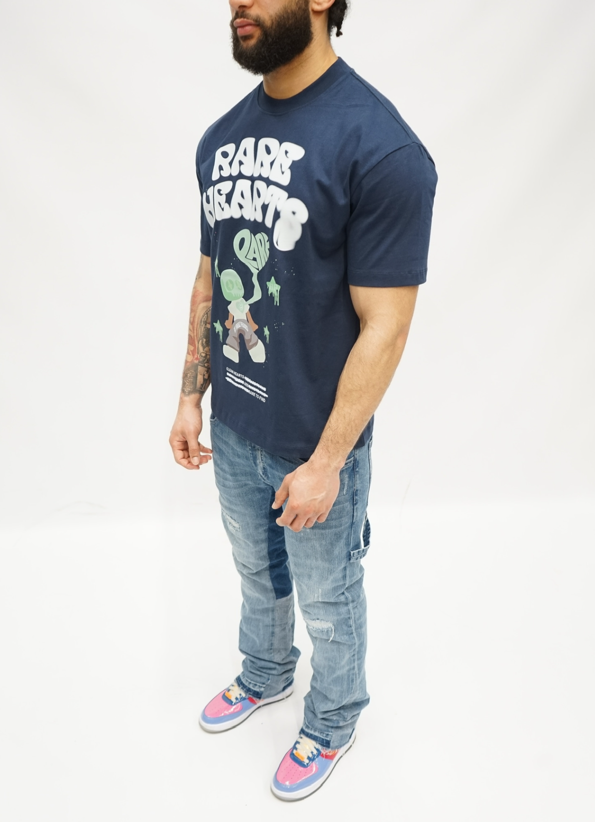 SALE - Rare Hearts Navy-Tee